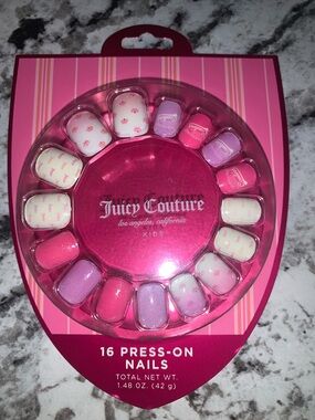 🆕- Juicy Couture Kids Pink Purple & White Press-On Nails